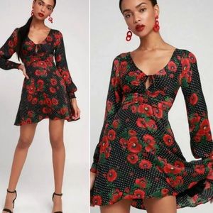 Polka Dot Pinup Free People Floral Dress Size 2